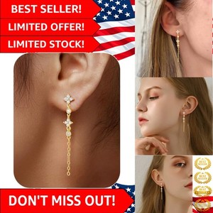 Authentic Delicate Four-Leaf Clover Gold Plated Earrings - Stylish Dangle for Any Occasion
