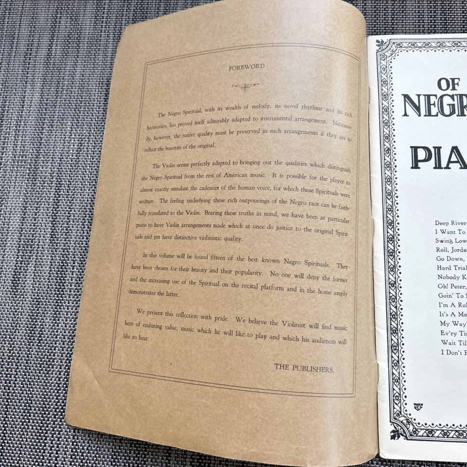 Colección Negro Spirituals para Violín y Piano 1927 Columpio Bajo Dulce Carro Foto 3 de 4