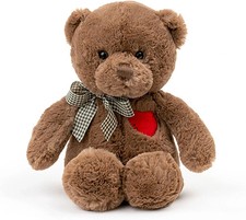 11.4  Small Teddy Bear with Heart Cute Brown Stuffed 11.4IN,