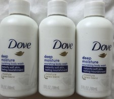 Lot Of 3 Dove Deep Moisture Body Wash 3oz Each Travel Size NEW