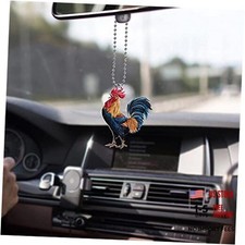 Rooster Car Hanging Ornament for Rear View Mirror, Farm Chicken Carhanging 1-3