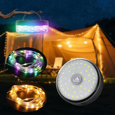 Camping String Lights 32.8FT, 2 in 1 Outdoor Camping Lantern with 14 Lighting Mo