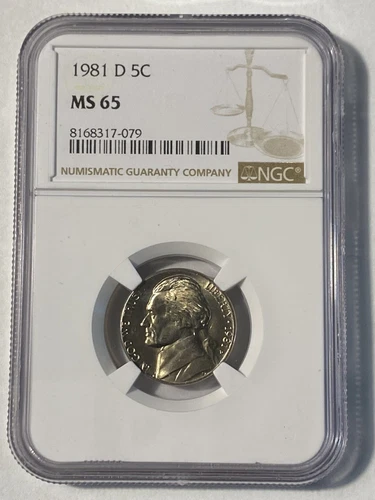 🔥 1981 D JEFFERSON NICKEL 5C MS 65 NGC 🔥