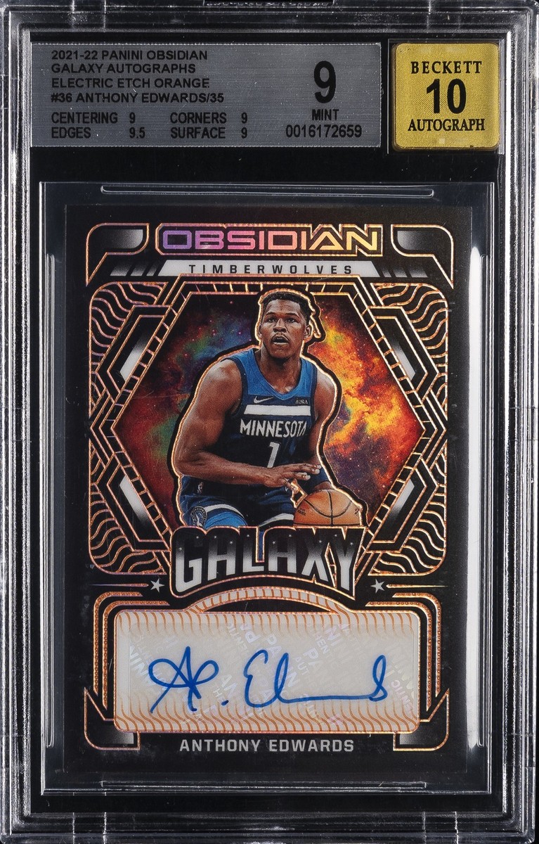 2021-22 PANINI OBSIDIAN GALAXY AUTO EE ORANGE ANTHONY EDWARDS /35