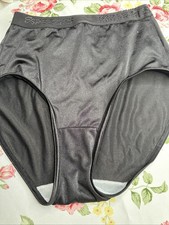 Vtg Panties Second Skin High cut leg Black 6 Nylon Breezies Medium Stretch Satin