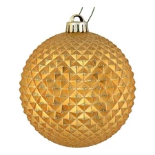 Vickerman 4" Plastic Durian Glitter Ball Ornaments in Copper/Gold (Set of 6)