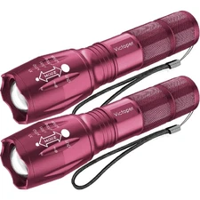 LED Flashlight 2 Pack Pink, Bright High Lumens Tactical Flashlights High Lume...