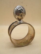 Chester 1927 Novelty Sterling Silver Napkin Ring With Figural Top