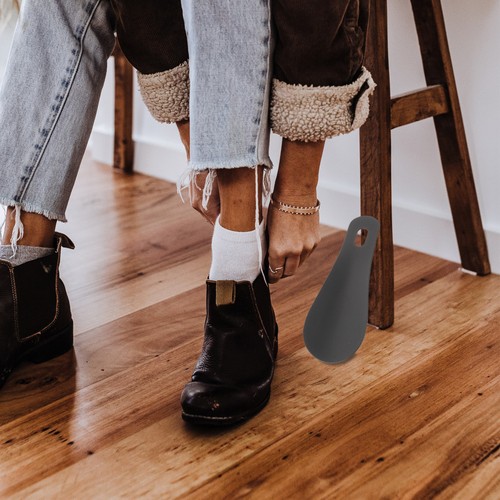 6 Pezzi Corno per Scarpe Portatile in Acciaio Inox Sollevatore per Scarpe con Manico per Casa - Foto 8 di 12