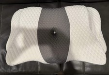 QIUBABYO Ergonomic Memory Foam Cervical Pillow, Grey/White, 24.8x14.96in