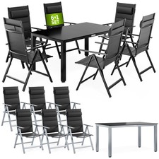 CASARIA® Gartenmöbel Sitzgruppe Essgruppe Aluminium Garten Tisch Klappstuhl Set