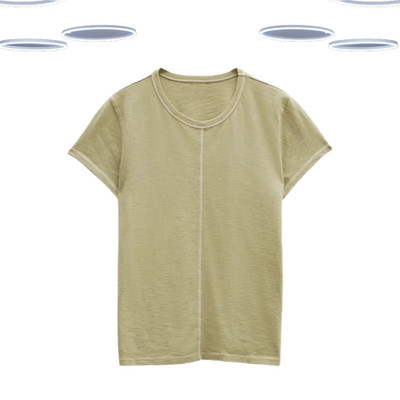 Ex Hush Women s T-Shirt - Short Sleeve Stitch Detail Olive Green (Defect)