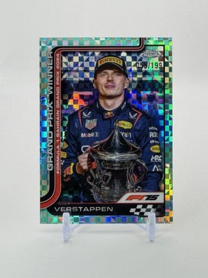 Max Verstappen 2025 Topps Chrome F1 Bahrain GP Winner Aqua Checker Flag /199 #93