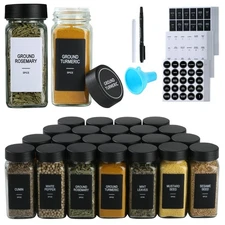 24 Pcs Glass Spice Jars Empty Seasoning Containers with Labels and Caps
