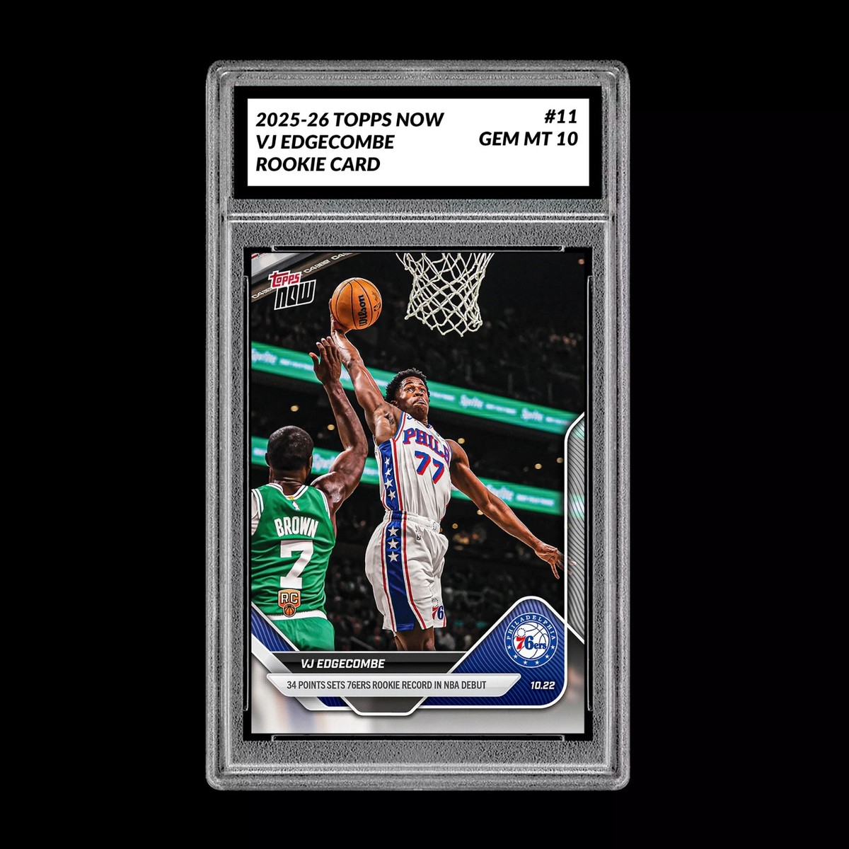 Graded 10 VJ Edgecombe RC Rookie Card 2025-26 TOPPS NOW #11