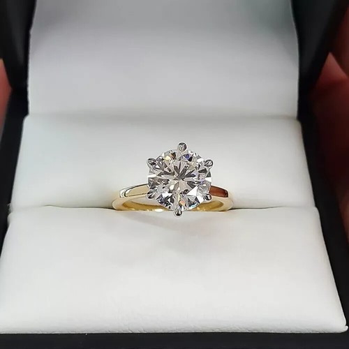 1Ct Round-Cut Cut VS1/G Certified Lab Grown Diamond Wedding Ring 14k Yellow Gold - Picture 7 of 7