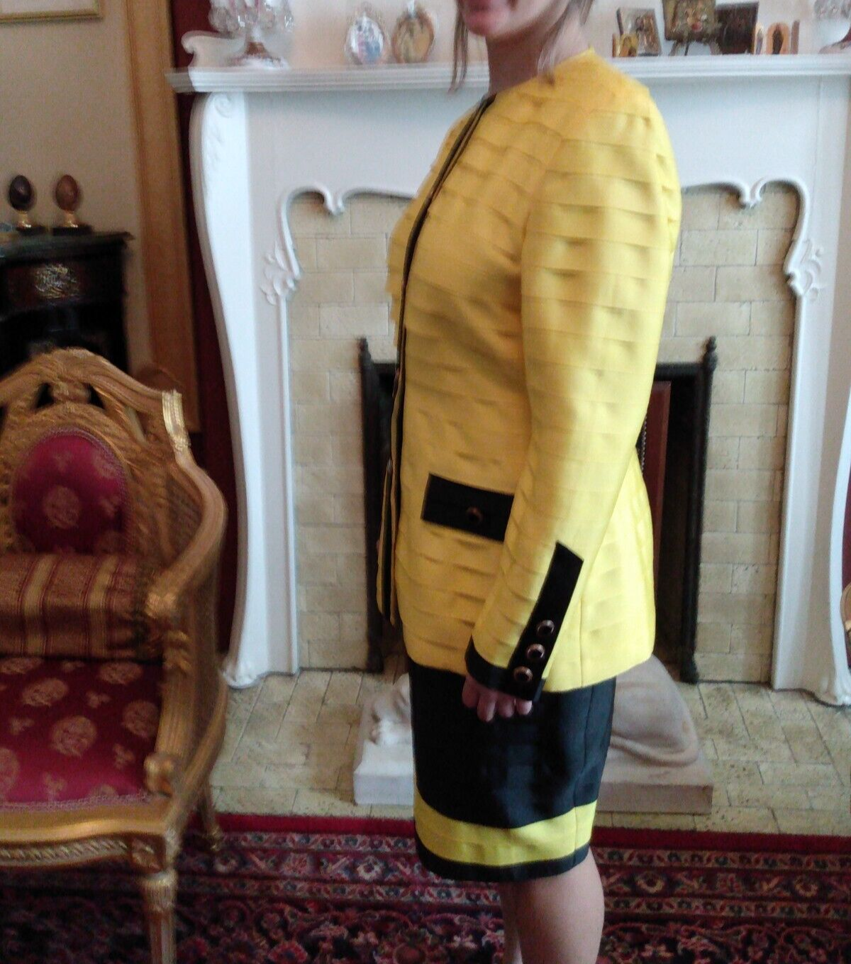 FILA NUOVO ABITO A NASTRO GROSGRAIN GIALLO E NERO FILE taglia 8 MIO STUDIO DI DESIGN