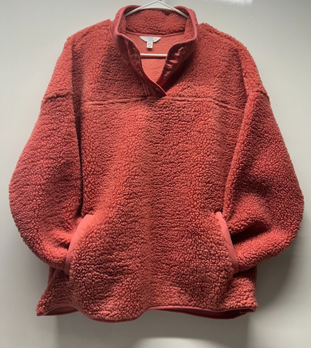 Ladies Time And Tru 1/4 Button-Teddy Bear Sherpa Pink-Size XL (16-18) - Picture 3 of 4