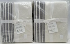 Pottery Barn Riviera Stripe Pole Top BLACKOUT Drape 2 50 x 108 Charcoal Gray