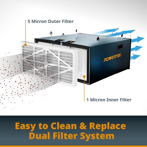 POWERTEC Outer Filter for POWERTEC/WEN Air Filtration System, 2PK (75020-P2) - Picture 3 of 9