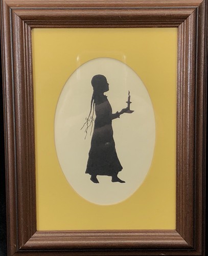 Starr Ayers Girl with Candle Silhouette Art Matted and Framed 7"W x 8 3/4"T NC - Picture 1 of 4