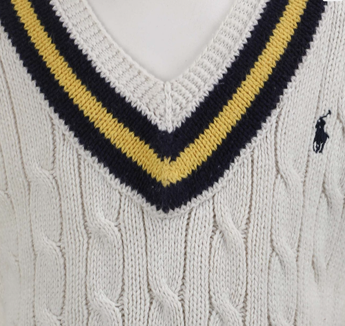 POLO by RALPH LAUREN Boy's Preppy White V-Neck Cable Knit Sweater Vest Size 4 - Picture 3 of 5