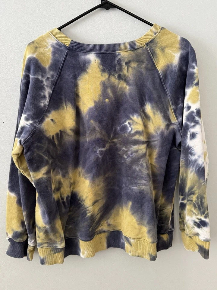 Suéter Rebecca Minkoff Tie-Dye Azul Amarillo Terry Cuello Redondo Talla Grande Foto 2 de 4