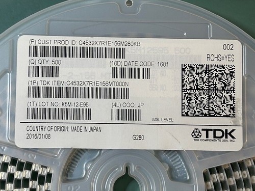 476 NUOVO TDK C4532X7R1E156M280KB Condensatore ceramico 15 μF ±20% 25V X7R 1812 - Foto 2 di 3