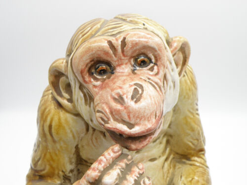 Vintage Italian Ceramic Porcelain Large Monkey Eating Peanuts 9.5" Hand Painted - Picture 12 of 19