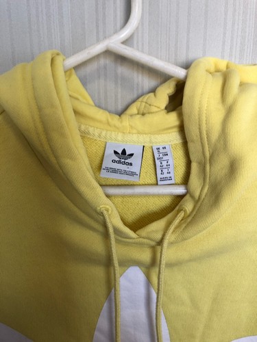 Adidas Hoodie Yellow & white print logo junior size 16 Chest 112cm length 65cm - Picture 3 of 3