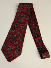 Rooster Mens Tie Silk Necktie Red Paisley - Made in USA