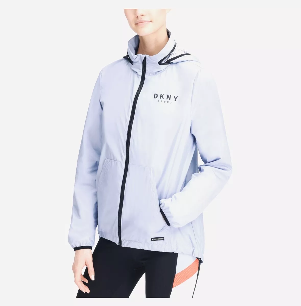 DKNY Sport Convertible Logo Hood Windbreaker Women s Jacket NEW
