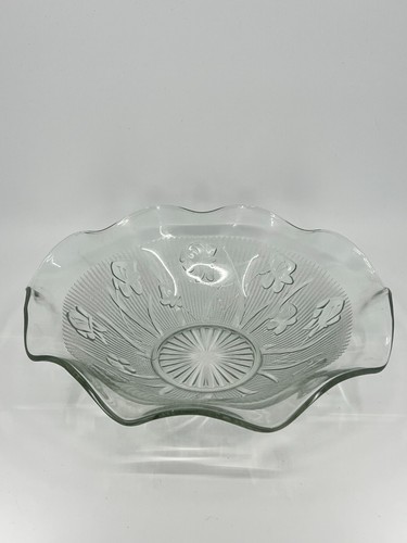 1930 Jeanette Glass Iris and Herringbone Large Serving Bowl Salad Bowl 11"W VTG - Picture 9 of 24