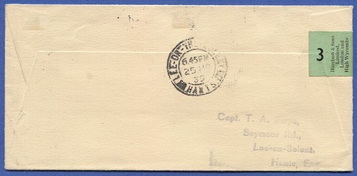 TRISTAN DA CUNHA 1939 cover to England, Strip of three Coils + Leader Strip - Picture 2 of 2