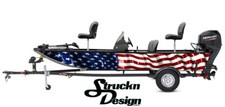 Vibrant American Flag USA Graphic Fishing Vinyl Bass Fish Decal Wrap Kit Boat