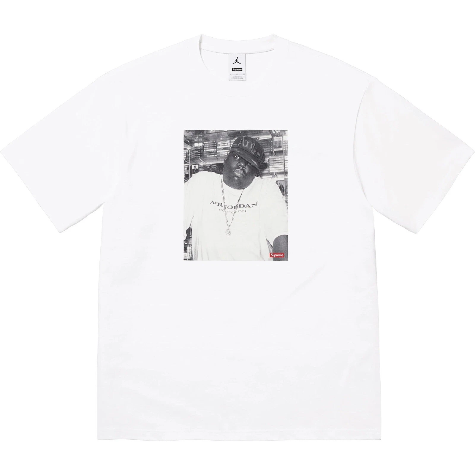 SUPREME®/JORDAN® BIGGIE S/S TOP T shirt blanc manches courtes homme taille XL neuf avec étiquette