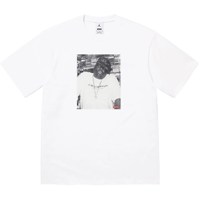 SUPREME®/JORDAN® BIGGIE S/S TOP White T-Shirt Men's Size XL Logo