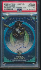 PSA 10 JAMES WOOD AUTO 2022 Bowman Inception BLUE FOIL Parallel #/99 RC GEM MINT