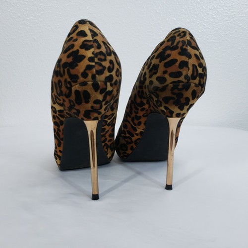 Charlotte Russe tacchi a spillo finta pelle scamosciata leopardata oro metallizzato tacco 6 sexy - Foto 10 di 10