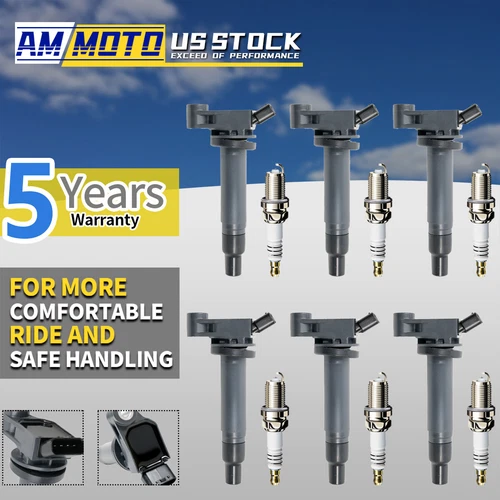 6x Ignition Coil + Spark Plug for 2001-2006 Toyota Sienna 3.0L/3.3L UF267 Pack