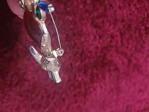 Antike Vintage große 4 Zoll Geier Brosche roter Cabachon & Strass Vogel Anstecknadel - Bild 10 von 19