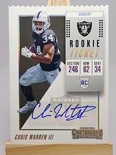 Chris Warren III 2018 Contenders Rookie Ticket Stub #167 /34 RC Auto Raiders