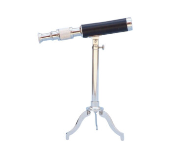Chrome with Leather Telescope on Stand 17''