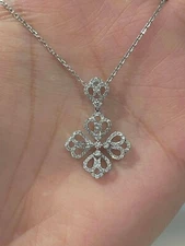 1Ct Round Cut VVS1/D Diamond Pendant 14K White Gold Finish Free Chain