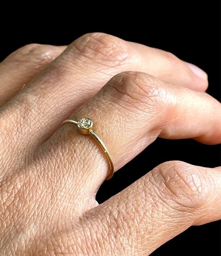 14k Yellow White Rose Gold Natural Diamond Bezel Set Diamond Solitaire Ring - Picture 3 of 20