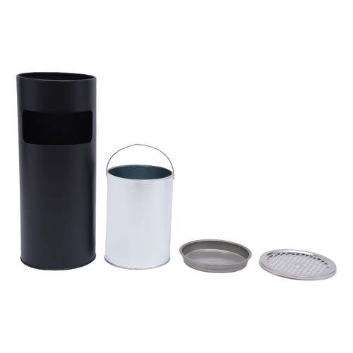 30L Standaschenbecher Edelstahl Aschenbecher mit M??lleimer Hotelbedarf Schwarz - Bild 6 von 24