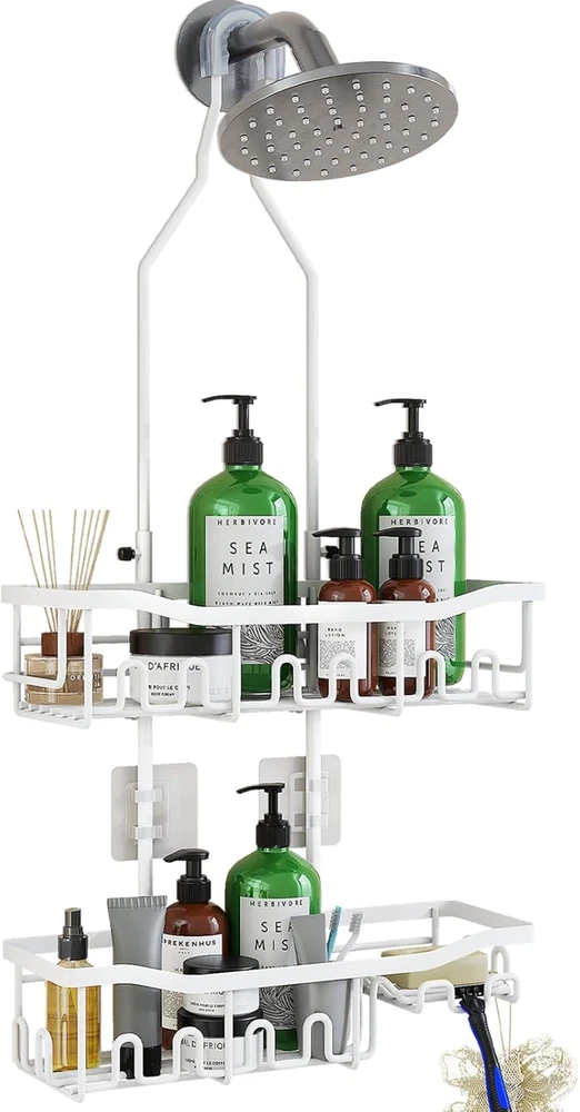 Shower Caddy, Upgraded Extended Length Shower Caddy over Showerhead No Blocking