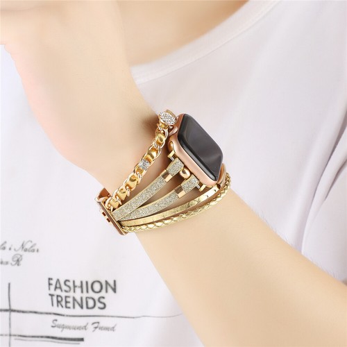 Women Leather Bracelet Band for Apple Watch 11 10 9 8 7 6 SE 44/41/45/42/46/49mm - Picture 53 of 94