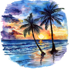 Wall Decal Sticker Tropical Summer Beach Wall Sticker 18X18cm Large