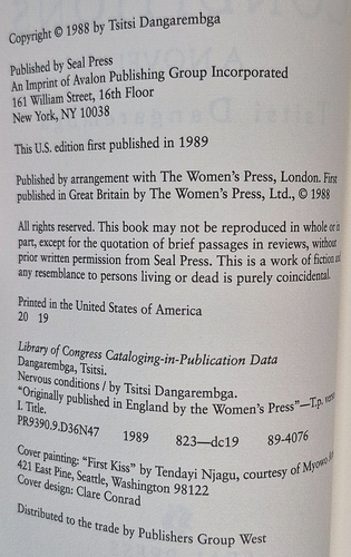 Nervous Conditions by Tsitsi Dangarembga. Seal Press First Edition. 1989 - Picture 4 of 4